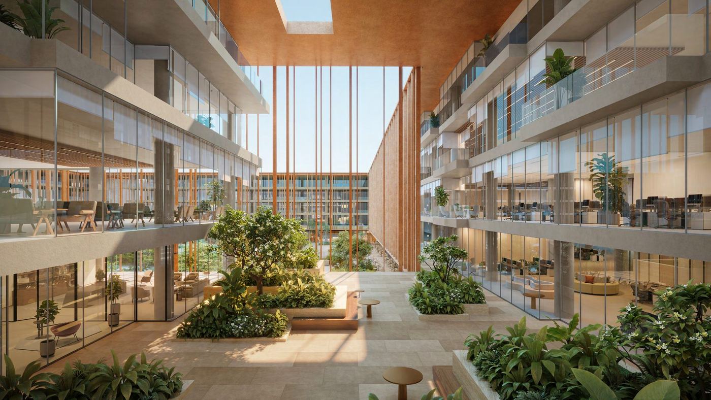 Triple-height garden lounge