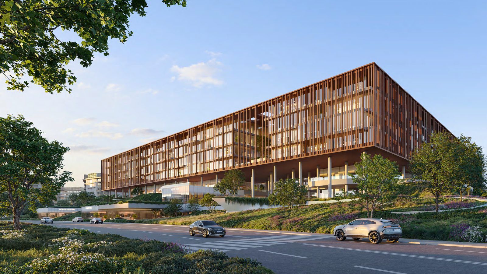 The Yards Plaza facade from Sheikh Mohammed Bin Zayed Road